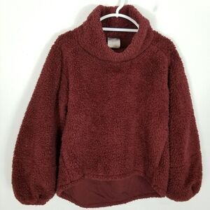 Lululemon Warmth Restore Sherpa Pullover Sz M/L Maroon High Neck Cozy Sweatshirt